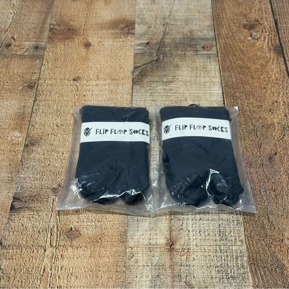 2 PAIRS V-TOE FLIP FLOP BLACK SOCKS SIZE W: 11 And Up M: 10-13 NWT - Picture 1 of 4